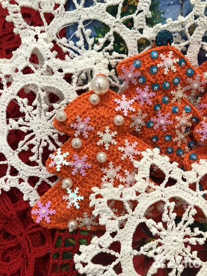 Набор вязаных елочных игрушек