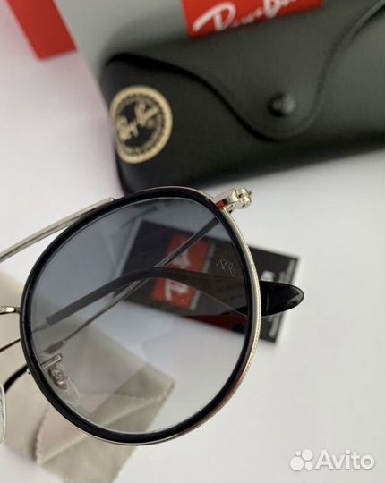 Очки ray ban round double bridge пепельные