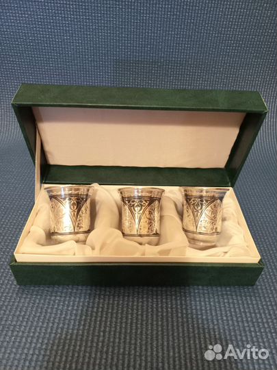 Набор из 3-х серебряных стопок Кубачи