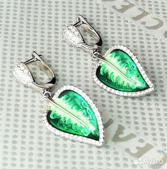 Серьги серебро эмаль С265