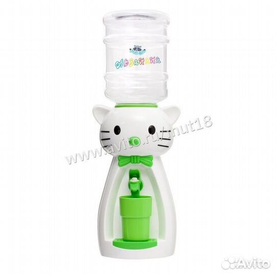 Детский кулер акваняня кошка белая с зеленым