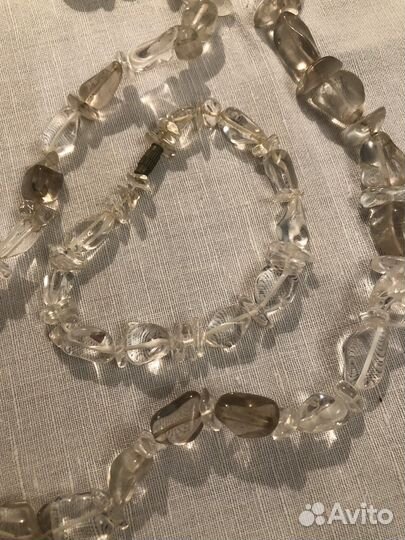 Бусы из натуральных камней кварц малахит СССР