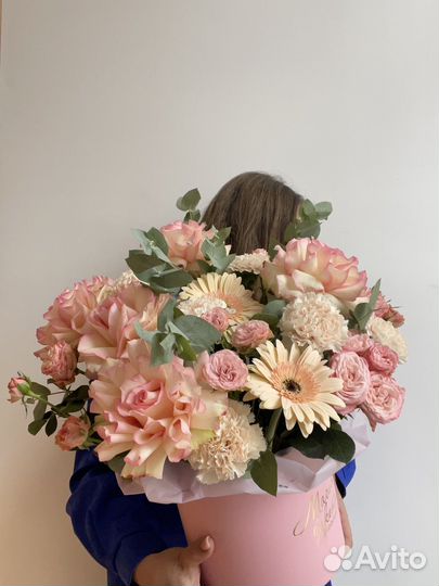 Букет в шляпной коробке