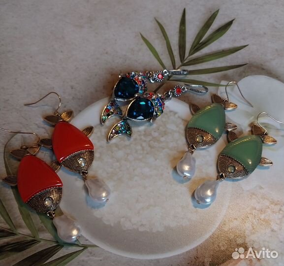 Серьги рыбки новые