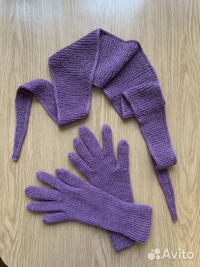 Перчатки женские и шарф круассан
