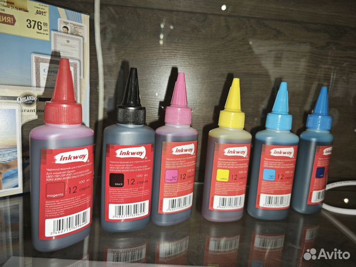 Чернила водные (C,M,Y, LC,LM,Bk) для печати фото