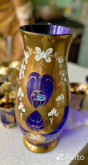 Ваза цветное стекло Чехия