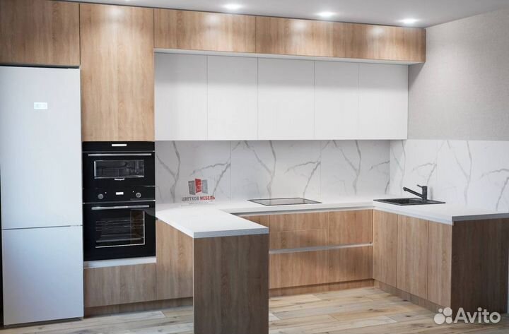 Кухня с крашенными фасадами артикул 67073