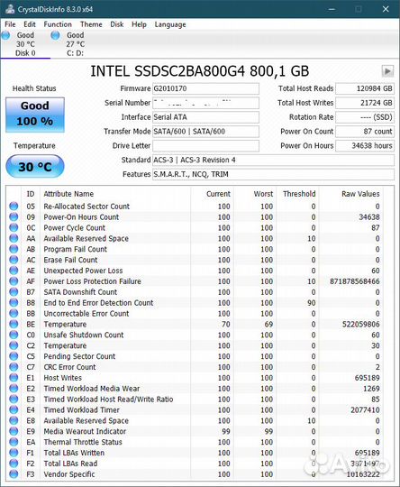 Intel DC S3700/S3710 800GB/1.2TB eMLC SATA