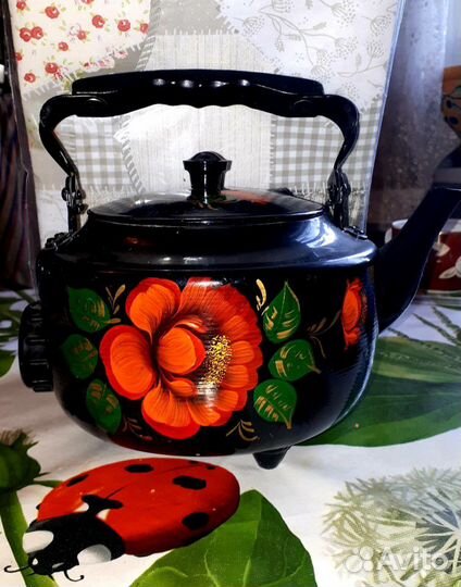 Электрический чайник Черная эмаль Винтаж СССР 1991