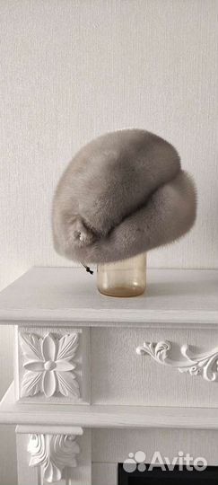 Шапка норковая голубая