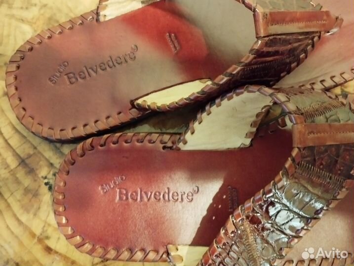 Studio Belvedere мужские шлепки из кожи крокодила