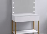 Гримерный стол для визажиста белый/золото 100 см
