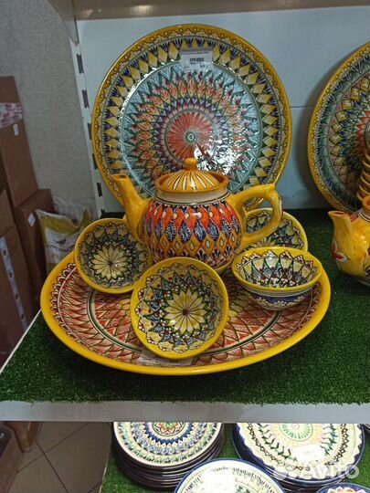 Тарелка-узбекский ляган 34см желтый