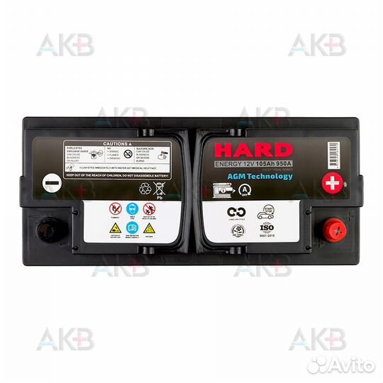 Аккумулятор автомобильный hard AGM 105Ah 950A (393