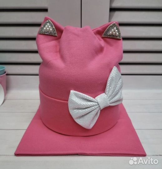 Шапка + снуд для девочек, осень, 8 цветов, 44-50