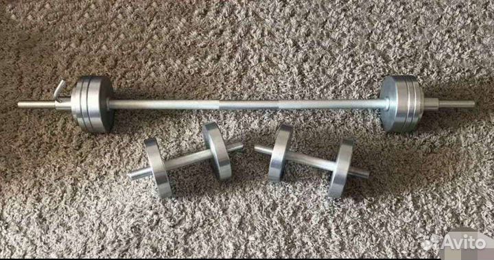 Штанга 70 кг с гантельными грифами в подарок