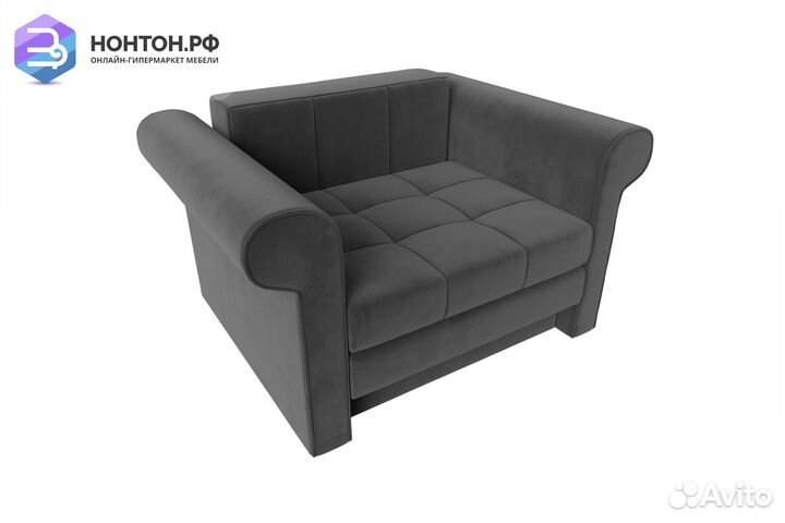 Кресло выкатное Берли велюр серый