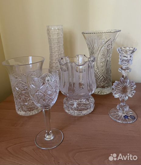 Ваза бокал хрусталь стекло винтаж СССР