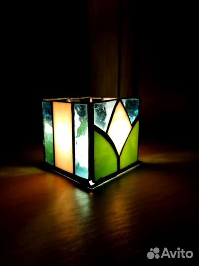 Подсвечник в стиле Тиффани Тюльпан(светло-розовый)