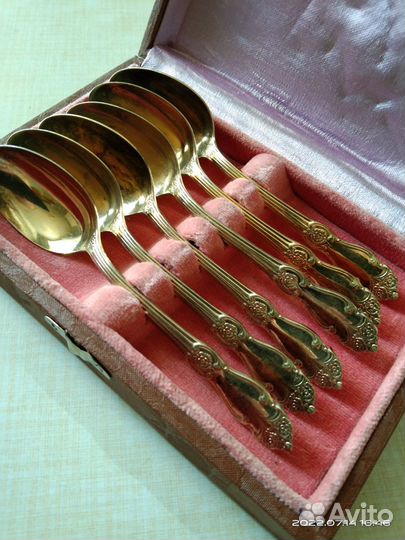 Чайные ложки.Мельхиор.СССР.Короб.Позолота