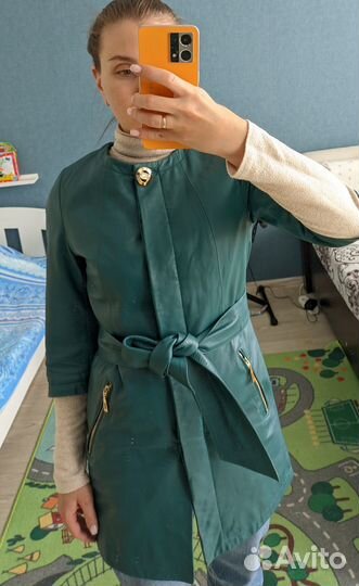 Кожаный плащ 40-42