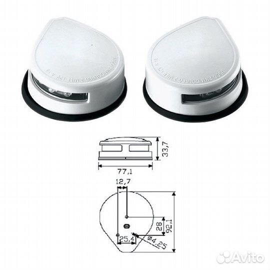 Огни бортовые светодиодные 34х77х92 мм, белый корп
