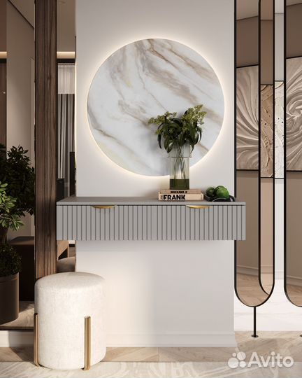 Консоль подвесная фасад рифленый серый