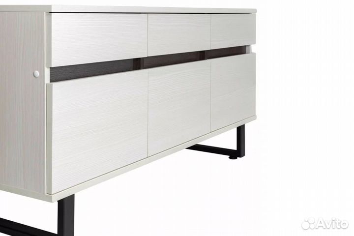 Тумба тв Аллиум-1 (Бодега белый/Металл черный) мек