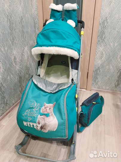 Санки коляска Ника с большими колёсами