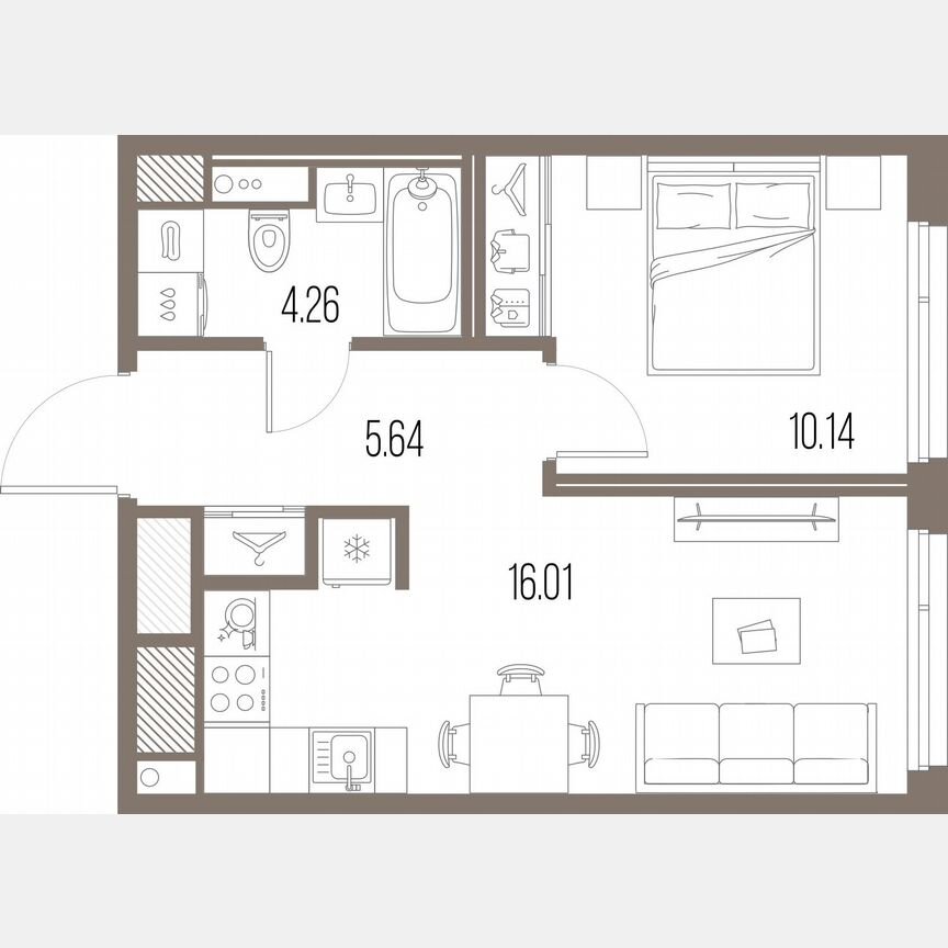 1-к. квартира, 36,1 м², 6/10 эт.