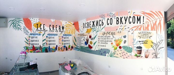 Роспись меловых досок/стен, леттеринг/каллиграфия