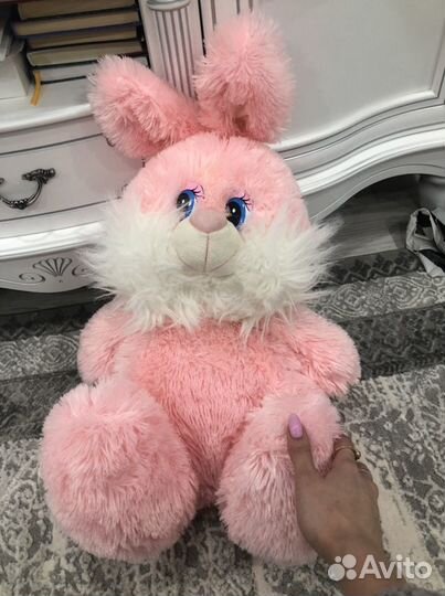 Розовый мягний заяц игрушка