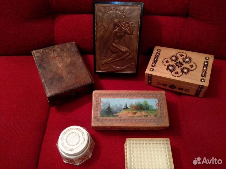 Шкатулки СССР (дерево, чеканка, музыкальная)