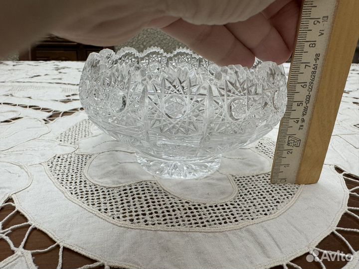 Ваза хрустальная, снежинка, Чехия. Розетки Япония