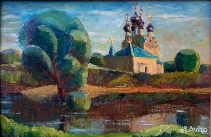 Картина маслом Тайнинский храм в Мытищах