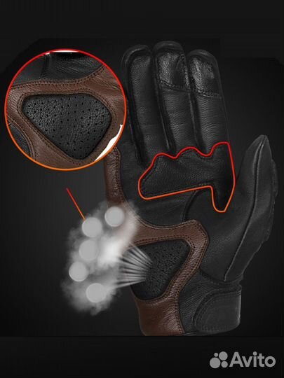 Мотоперчатки кожаные перфорация