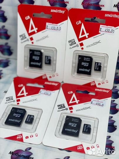 Карта памяти micro sd 4g SmartBuy с адаптером