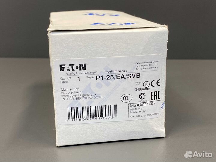 Eaton moeller P1-25 EA SVB новый, 3 шт