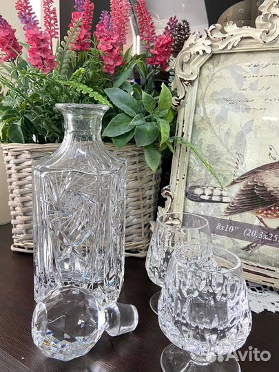 Роскошный, хрустальный штоф ручной работы