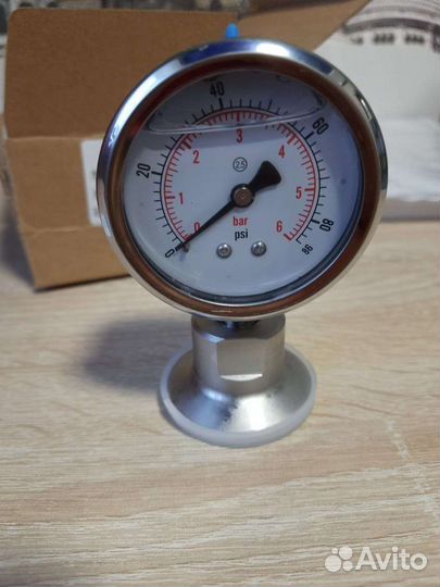 Манометр под кламп, заполнен глицерином