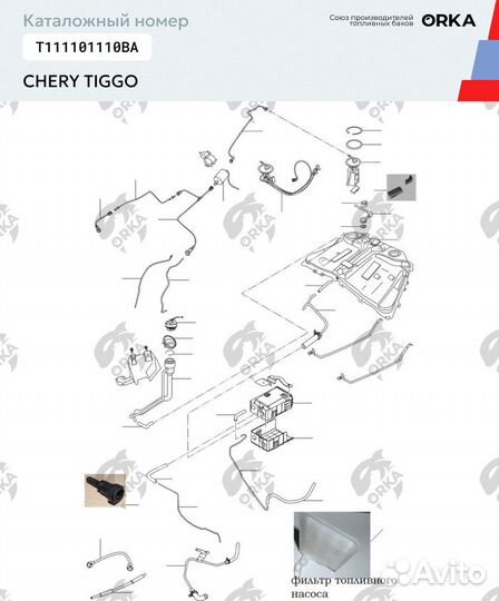 Топливный бак Chery Tiggo