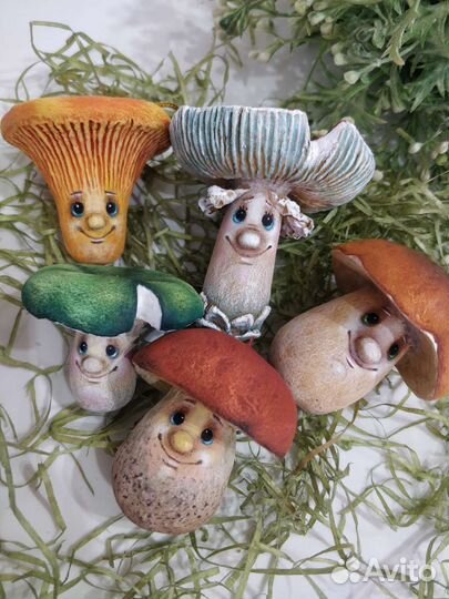 Елочные игрушки грибы папье-маше