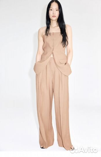 Топ - бандо из смесового льна H&M New 2025