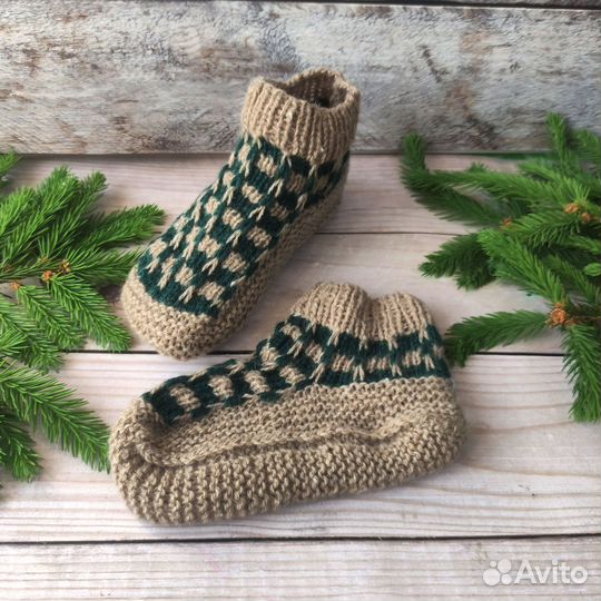 Носки шерстяные вязаные ручной работы