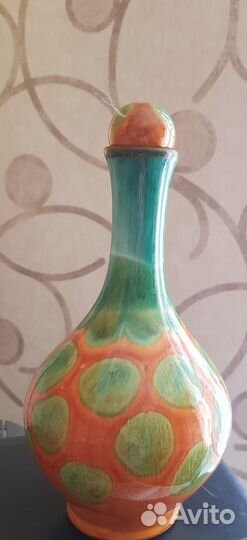 Графин для вина, наливки. Обливная керамика, СССР