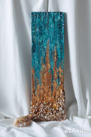 Картина текстурная абстракция море и ракушки