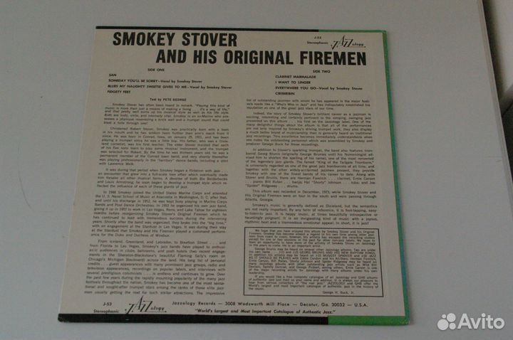 Пластинка Smokey Stover jazz USA EX редкость