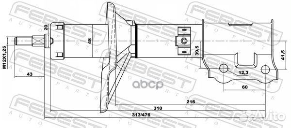 Амортизатор передн левый hyundai accent/verna 0
