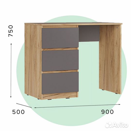 Стол серый компьютерный новый IKEA-стиль левый
